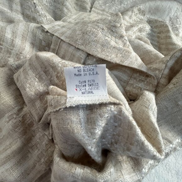 Positano Unisex XL Beige Woven Button-Up Long Sleeve Linen Cotton Lightweight - Picture 5 of 9
